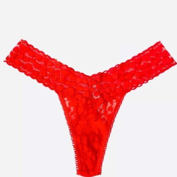 Victoria's Secret Red Heart Lace Thong One Size fits all Small Medium Large - Picture 3 of 3